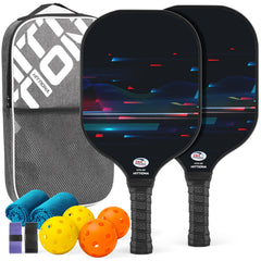 HITTIONA Pickleball Paddles Set of 2 – USAPA Approved Fiberglass with Balls & Bag