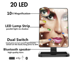 LED Makeup Mirror with Bluetooth Speaker & 10X Magnification