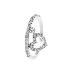 Diamond-Embedded Love Pendant Ring for Women