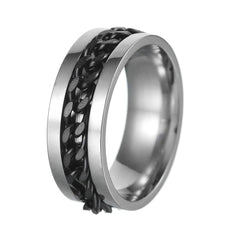 Men's Fidget Spinner Ring - Titanium Steel Anxiety Relief Chain Ring