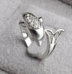 Dolphin Ring, Women's Silver-Plated Creative Adjustable Ring