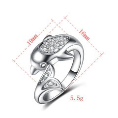 Dolphin Ring, Women's Silver-Plated Creative Adjustable Ring