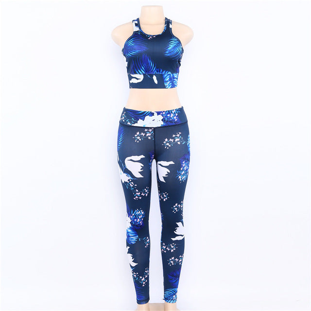 Women's Floral Print Yoga Set | Sports Bra & Leggings Workout Outfit
