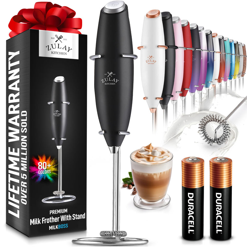 Zulay Kitchen Milk Frother Wand | Electric Foam Maker for Coffee, Lattes & More