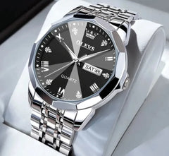 Roman Numeral Dual-Date Quartz Watch