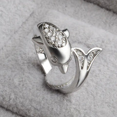 Dolphin Ring, Women's Silver-Plated Creative Adjustable Ring