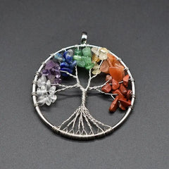 Tree of Life Chakra Necklace - 7 Natural Gemstone Healing Crystal Pendant