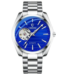 Men's Automatic Hollow Mechanical Watch – Open-Heart Dial, Leather Strap