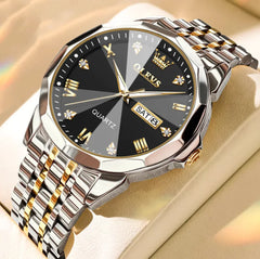 Roman Numeral Dual-Date Quartz Watch