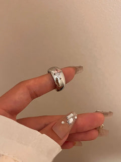 Love Heart Eight-Pointed Star Ring Set