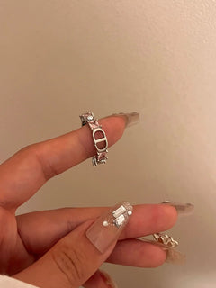 Love Heart Eight-Pointed Star Ring Set