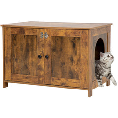BestPet Cat Litter Box Enclosure | Hidden Wooden Furniture Cabinet with Removable Divider