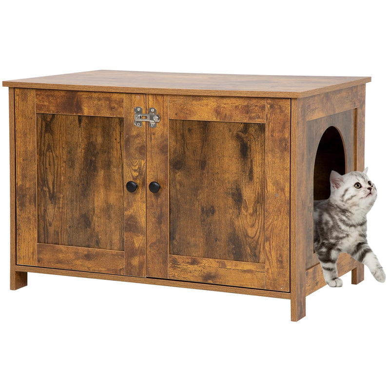 BestPet Cat Litter Box Enclosure | Hidden Wooden Furniture Cabinet with Removable Divider