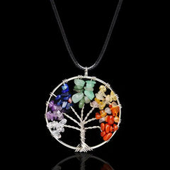 Tree of Life Chakra Necklace - 7 Natural Gemstone Healing Crystal Pendant