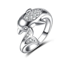 Dolphin Ring, Women's Silver-Plated Creative Adjustable Ring