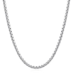 Fiusem Stainless Steel Box Chain Necklace for Men & Women – 3MM Silver, 22 Inches