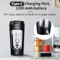 Electric Portable Protein Shaker Bottle – USB Rechargeable Blender