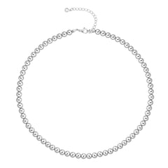 theCity 14K Silver Plated Beaded Choker Necklace for Women – Lightweight, Adjustable