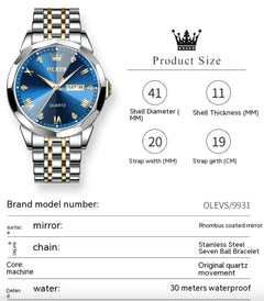 Roman Numeral Dual-Date Quartz Watch