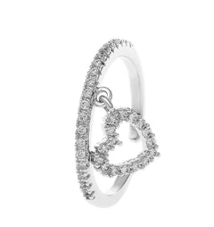 Diamond-Embedded Love Pendant Ring for Women