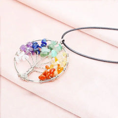 Tree of Life Chakra Necklace - 7 Natural Gemstone Healing Crystal Pendant