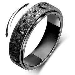 Moon & Star Anxiety Ring - Stainless Steel Spinner Ring for Stress Relief