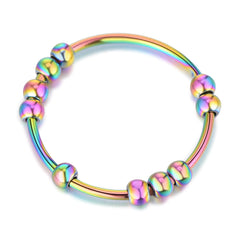 Rainbow Beaded Fidget Ring - Anti-Anxiety Spinner Ring for Stress Relief