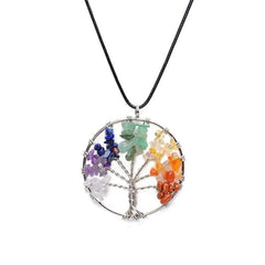 Tree of Life Chakra Necklace - 7 Natural Gemstone Healing Crystal Pendant