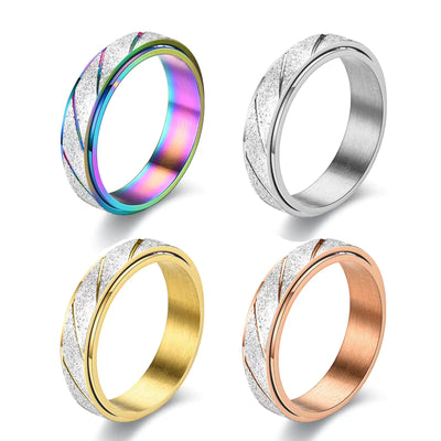 Anxiety Spinner Rings 4-Pack - Titanium Steel Fidget Rings for Stress Relief