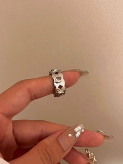Love Heart Eight-Pointed Star Ring Set